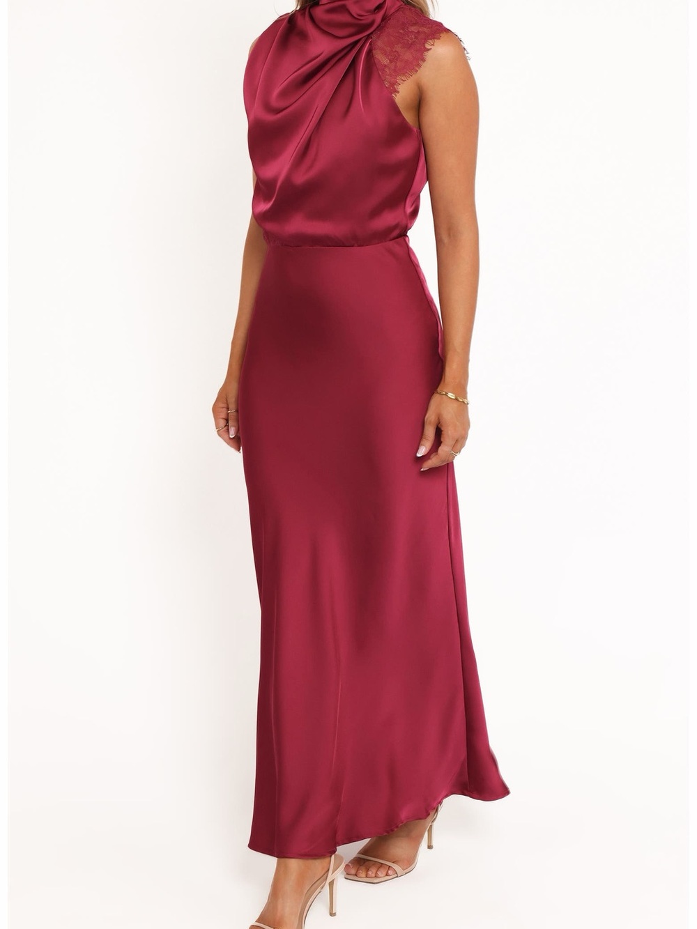Petal & Pup Anabelle Mock Neck Satin Maxi Dress ❤️✨